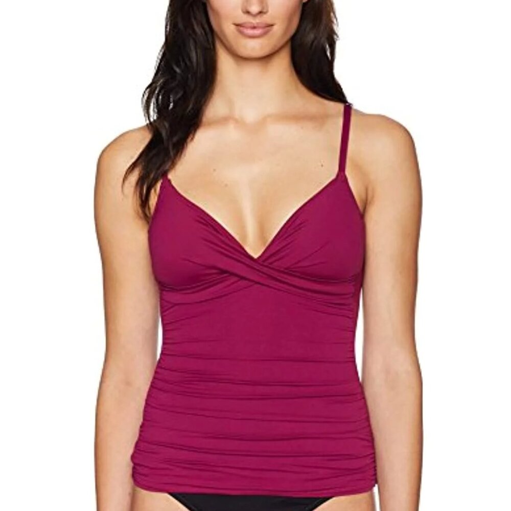 Lauren Ralph Lauren Beach Club Solids Surplice Underwire Tankini Top Plum